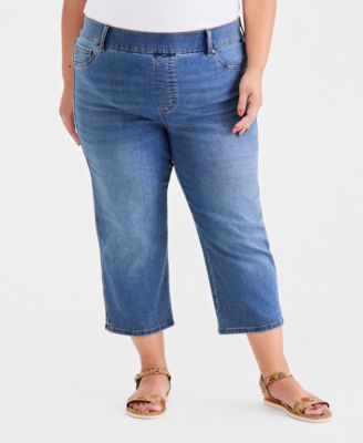 Plus Size High-Rise Shaping Capri Jeans