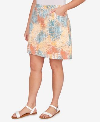 Plus Size Printed Tech Stretch Pull On Skirt