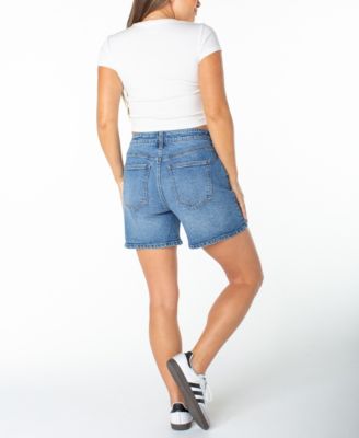 Juniors' High-Rise Denim Bermuda Shorts