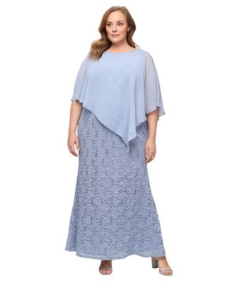 Plus Size Beaded Popover Gown