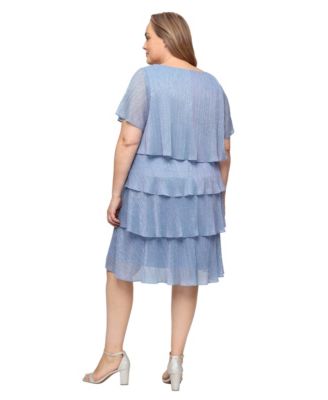 Plus Size Tiered Metallic Dress