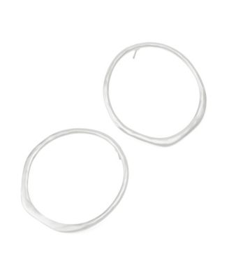 Silver Sculpted Medium Circle Post Earrings