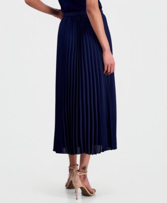 Women's Belted Pull-On Pleated Midi Skirt