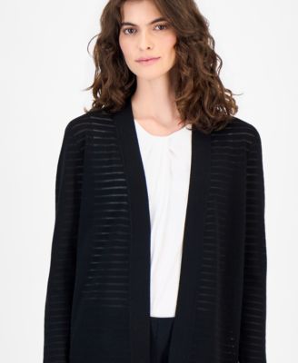 Women's Open-Front Sheer-Stripe Cardigan