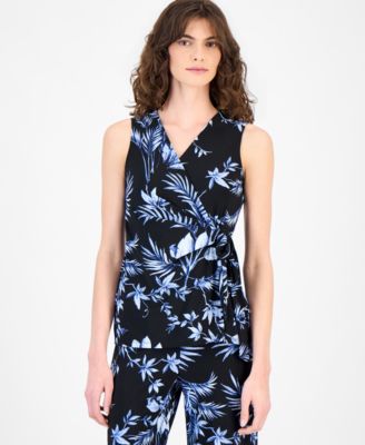 Women's Sleeveless Printed Wrap Top