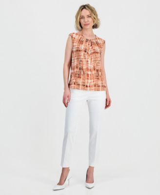 Women's Printed Keyhole-Neck Top