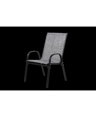 4 Piece Outdoor Grey Patio Camping Chairs Breathable Textilene Fabric High Backrest Armrest Space Saving for Garden Pool Beach