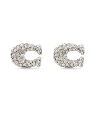 Faux Stone Pav&eacute; Signature C Stud Earrings