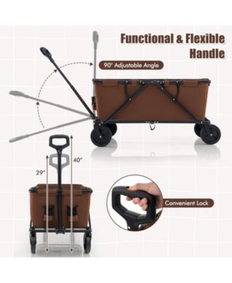 Collapsible Folding Wagon Cart with Adjustable Handlebar
