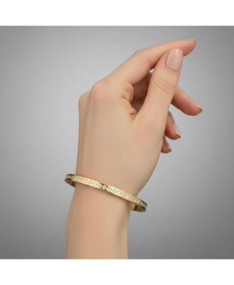 Classic 14K Gold Plated CZ Slim Band Bangle Bracelet