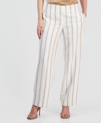 Petite Striped Clean-Waist Pants