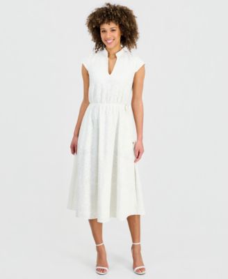 Women's Lace Drawstring-Waist Midi Dress
