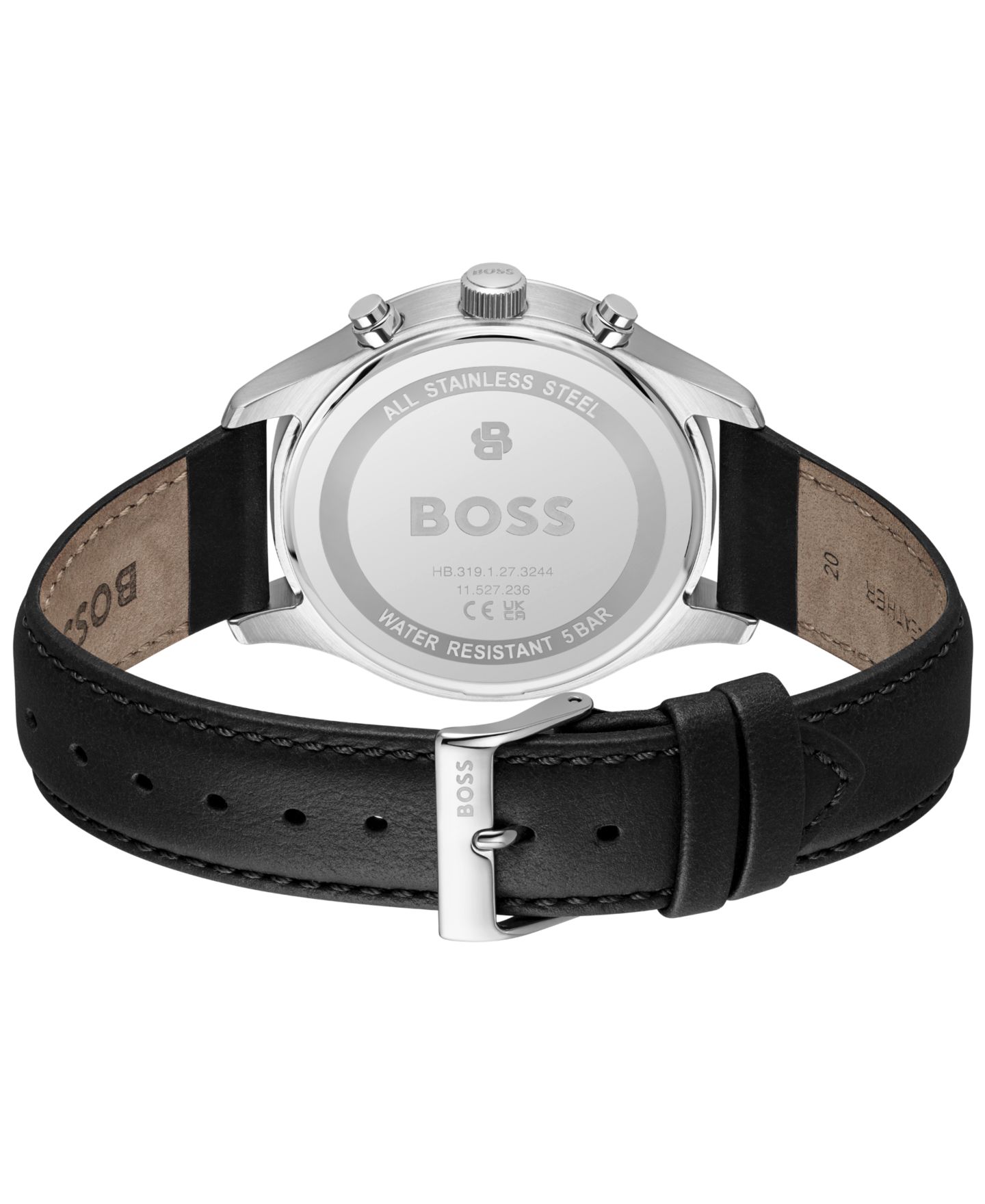 Мужские часы Hugo Boss Stratus Quartz Chrono с чёрным ремешком из телячьей кожи, 41 мм — фото 3