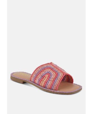Rag and Co Womens Kivah Handwoven Raffia Slip-On Flats
