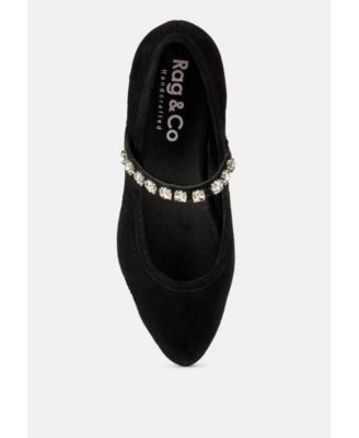 ASSISI Womens Fine Suede Mary Jane Ballet Flats