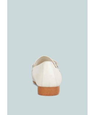 MERVA Womens Chunky Chain Leather Loafers