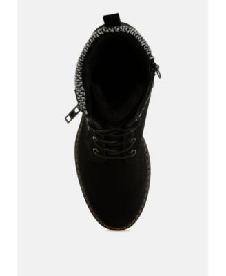 Womens Mahisha Knitted Collar Zip-Up Hiker Boots