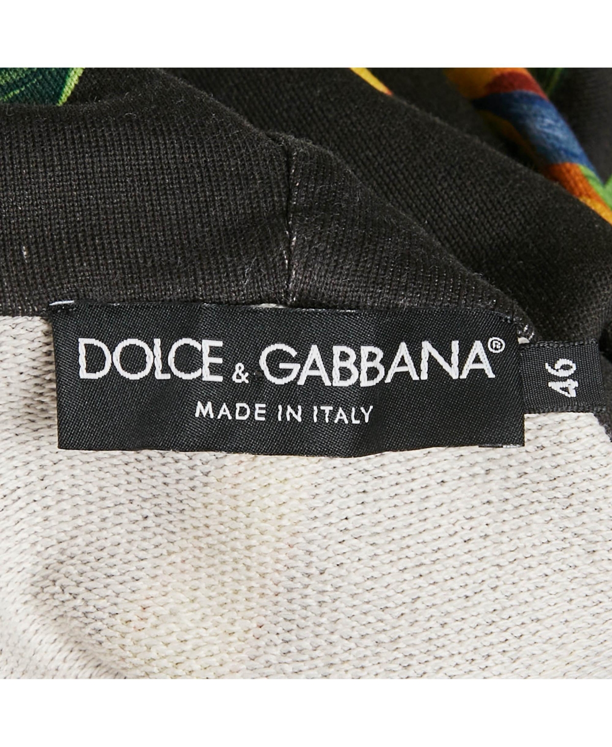 Pre-Owned Dolce & Gabbana Men's Black Bird Of Paradise Print Cotton Hooded Sweatshirt