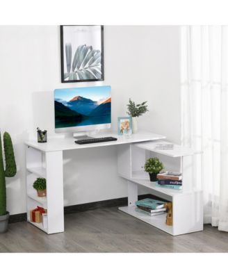 360° Rotating Combo Writing Table Office Hollow Core Hobby Desk w/ Storage Shelf