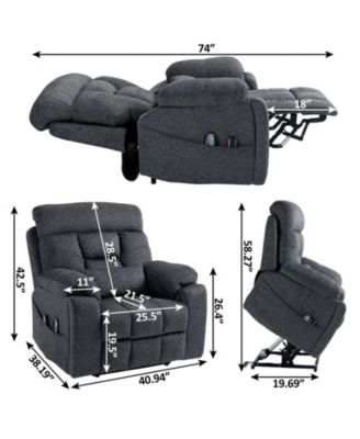 Velvet Electric Lift Recliner with Heating and Massage, Power Lift Sofa Chair with 2 Pocket Cup Holders, 2 Remote Controls, 4 OKIN Motors