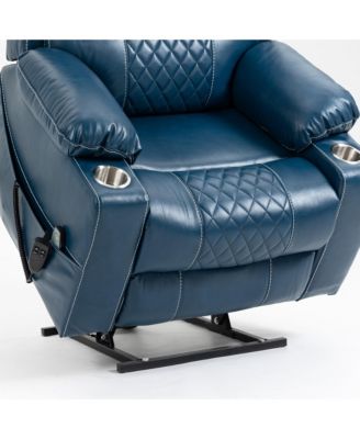 Leather Recliner Chair with 2 Cup Holder, Lounge Chair Power Lift Chair Relax Sofa Chair