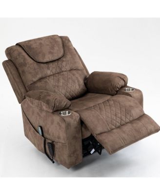 Leather Recliner Chair with 2 Cup Holder, Lounge Chair Power Lift Chair Relax Sofa Chair