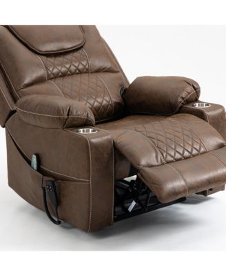 Leather Recliner Chair with 2 Cup Holder, Lounge Chair Power Lift Chair Relax Sofa Chair