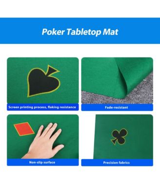 40" x 40" Poker Card Playing Tabletop Felt, Casino Playing Card Poker Layout Mat for Table Top