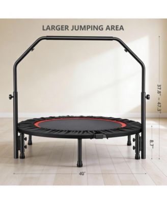 40-Inch Fitness Trampoline for Adults with Adjustable Handle Bar and Resistance Bands for Indoor/Outdoor
