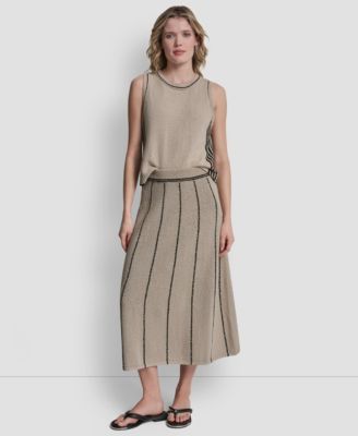 Women's Vertical Striped Detail Maxi Pull-On Skirt