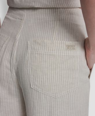 Women's Cropped Wide-Leg Linen-Blend Pants