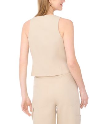 Women's V-Neck Sleeveless Button Vest