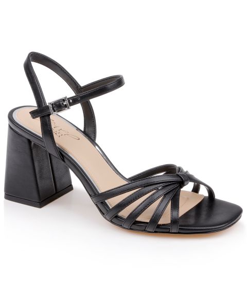 Женские сандалии Jewel Badgley Mischka Patience Square Toe Dress Sandals, цвет: Чёрный кожаный