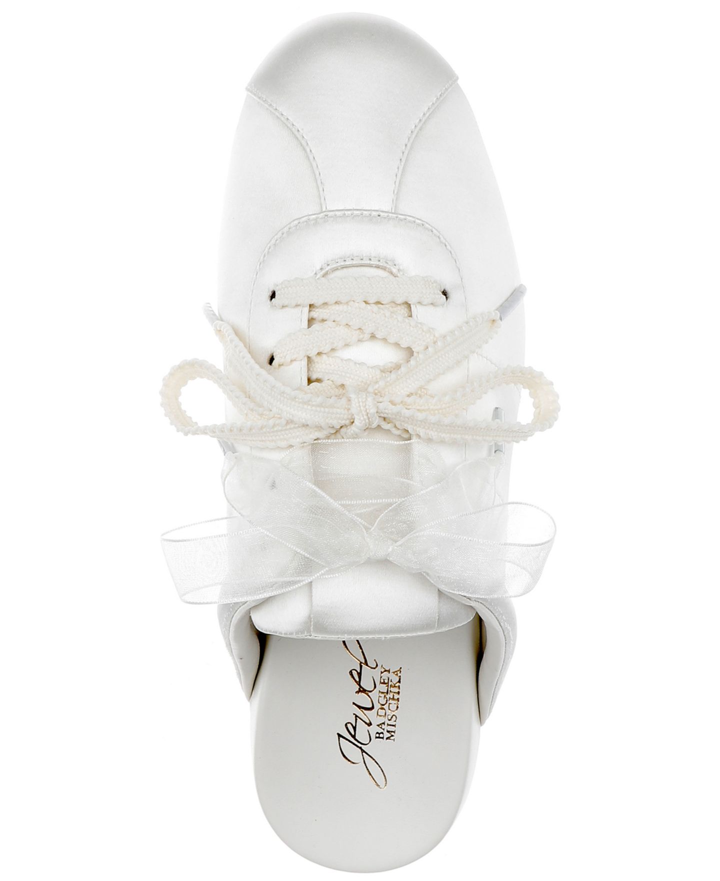Женские кроссовки Jewel Badgley Mischka Priscila Slip-On Mule, цвет: Слоновая кость атласный — фото 4