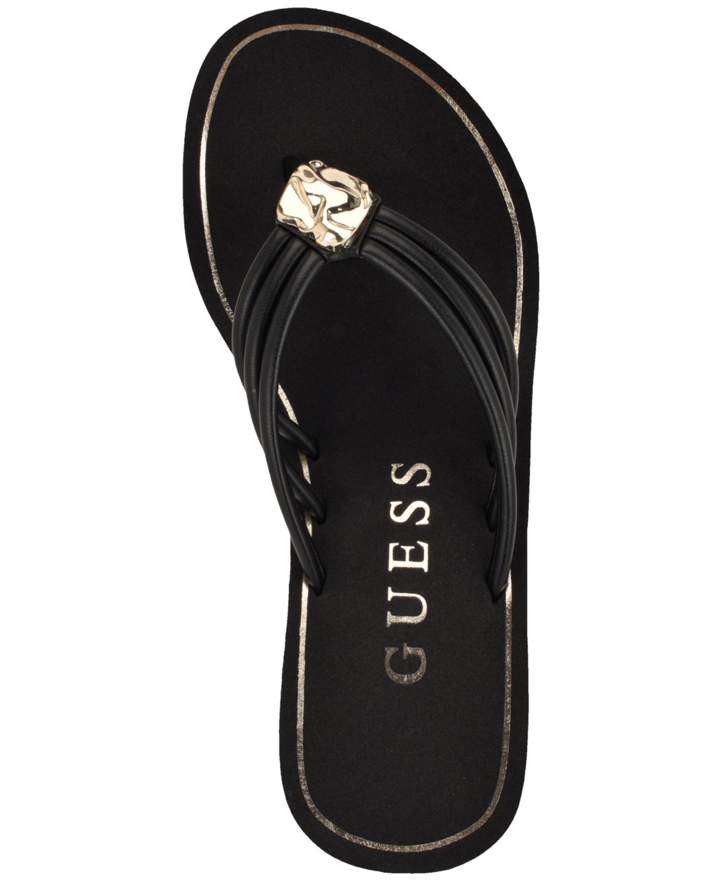 Женские сандалии GUESS Sabrie Ornamented Platform Thong Wedge Sandal, цвет: Чёрный — фото 4