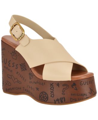 Women's Yarisel Logo-Embossed High Platform Wedge Sandals