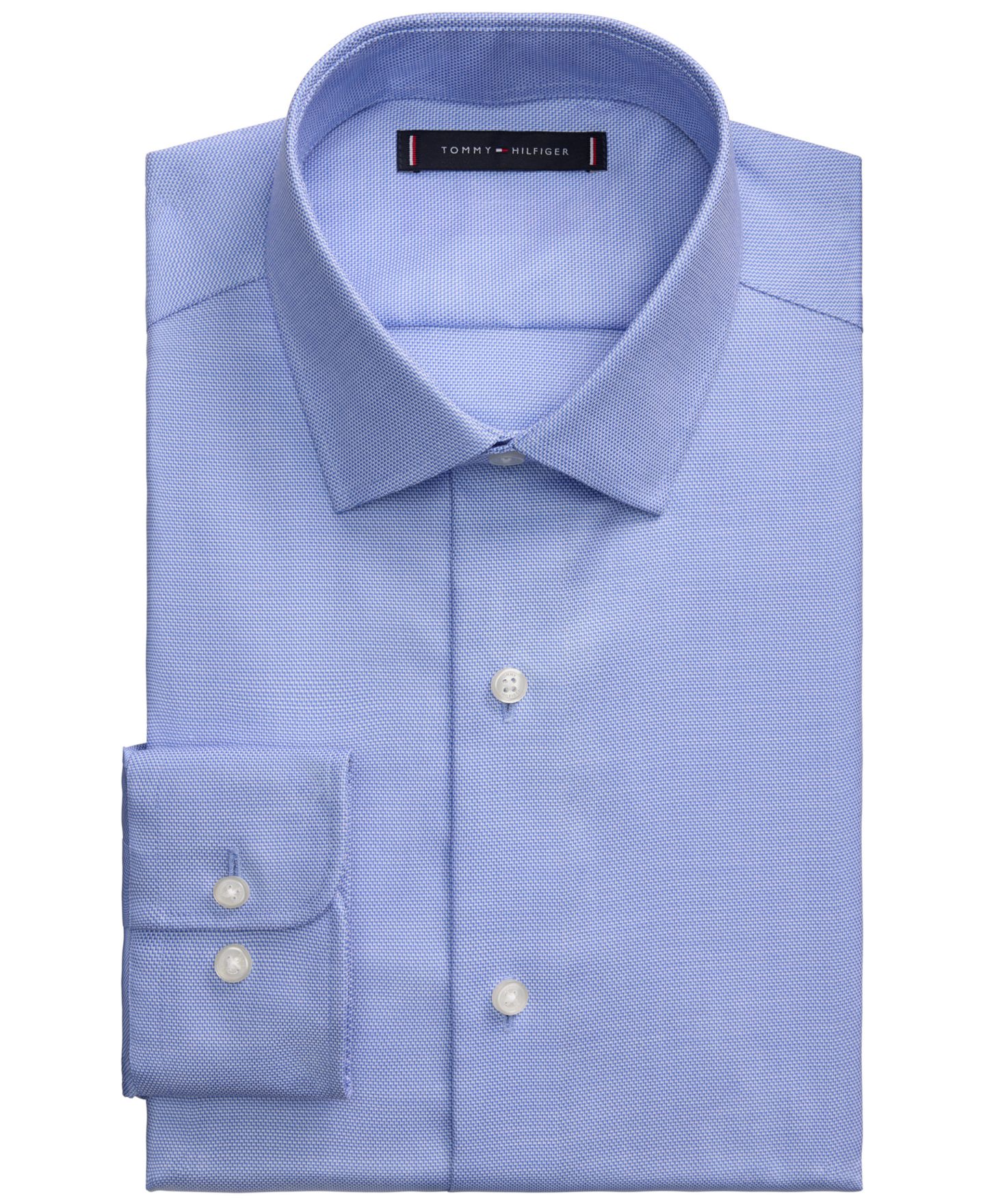 Мужская рубашка Tommy Hilfiger TH Flex Twill Slim-Fit Dress Shirt, цвет: Синий — фото 3
