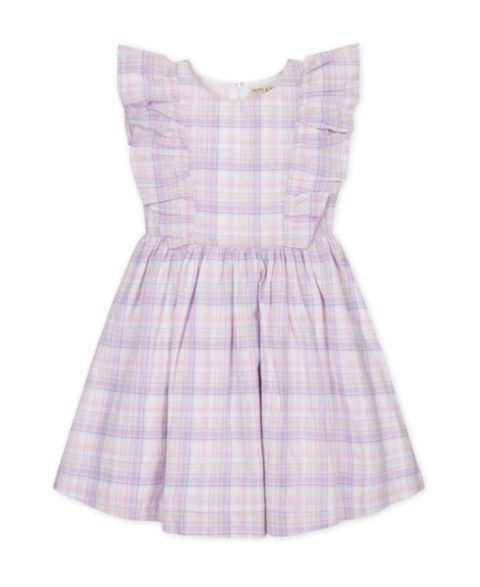 Платье Hope & Henry Linen Flutter Sleeve Pinafore Dress для девочек, цвет: Клетчатый