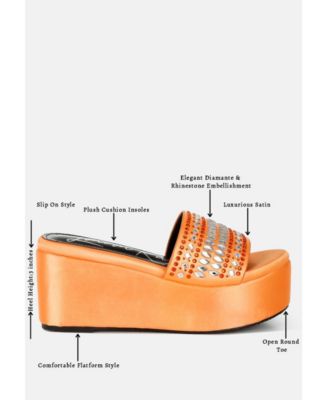 Womens Batanga Diamante & Rhinestone Detail Stylish  Flatforms