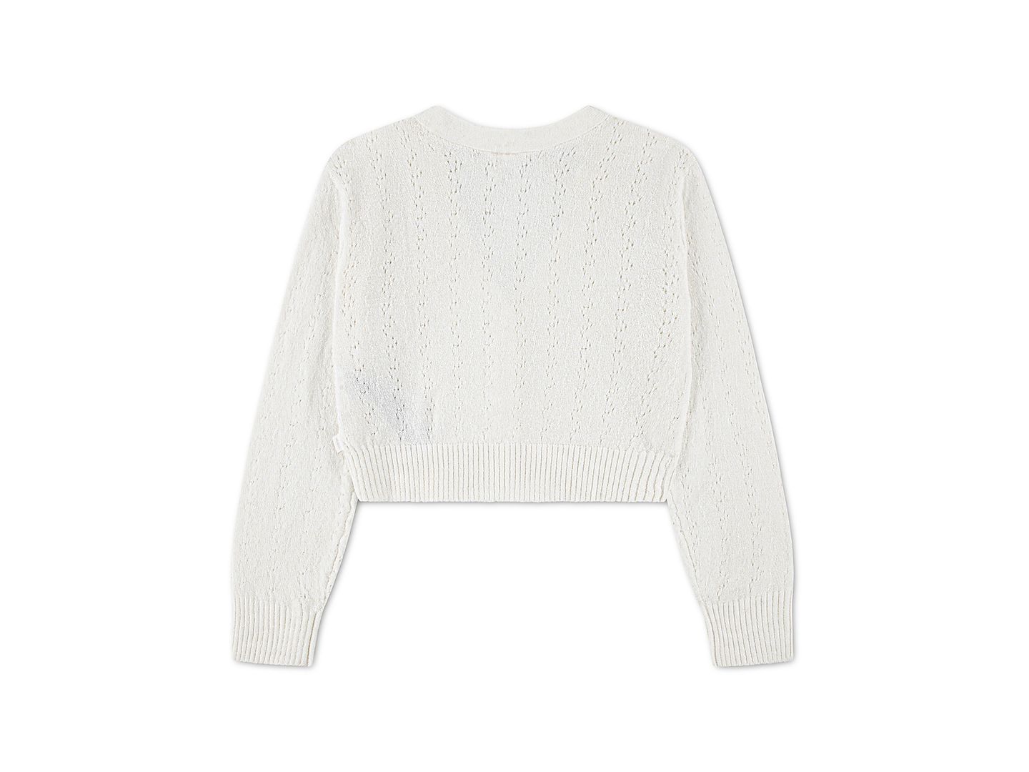 Кардиган abercrombie kids Pointelle V-Neck Cardigan для девочек, цвет: Яркий белый — фото 2