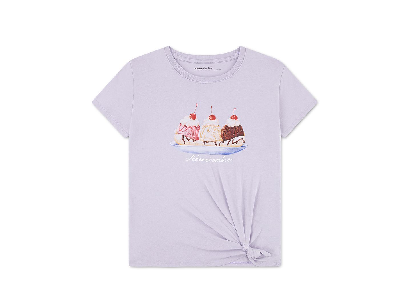 Футболка abercrombie kids Ice Cream Sundae Side Knot T-Shirt для девочек, цвет: Фиолетовый — фото 1