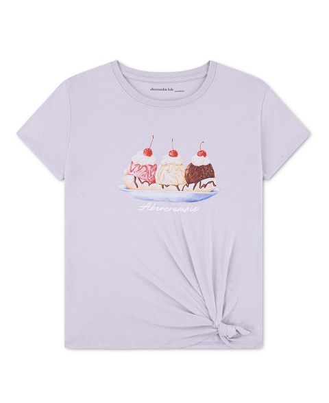 Футболка abercrombie kids Ice Cream Sundae Side Knot T-Shirt для девочек, цвет: Фиолетовый