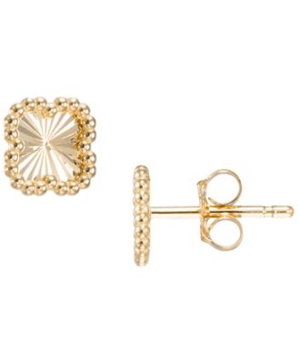 Textured Clover Stud Earrings in 10k Yellow Gold
