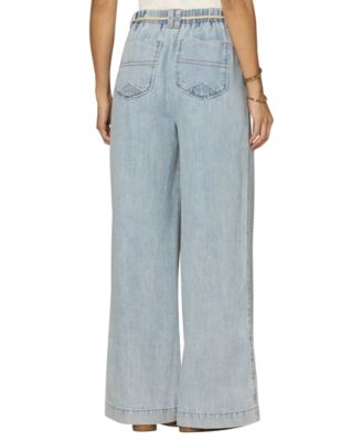 Petite Pleated Wide-Leg Rope Tie Belt Pants