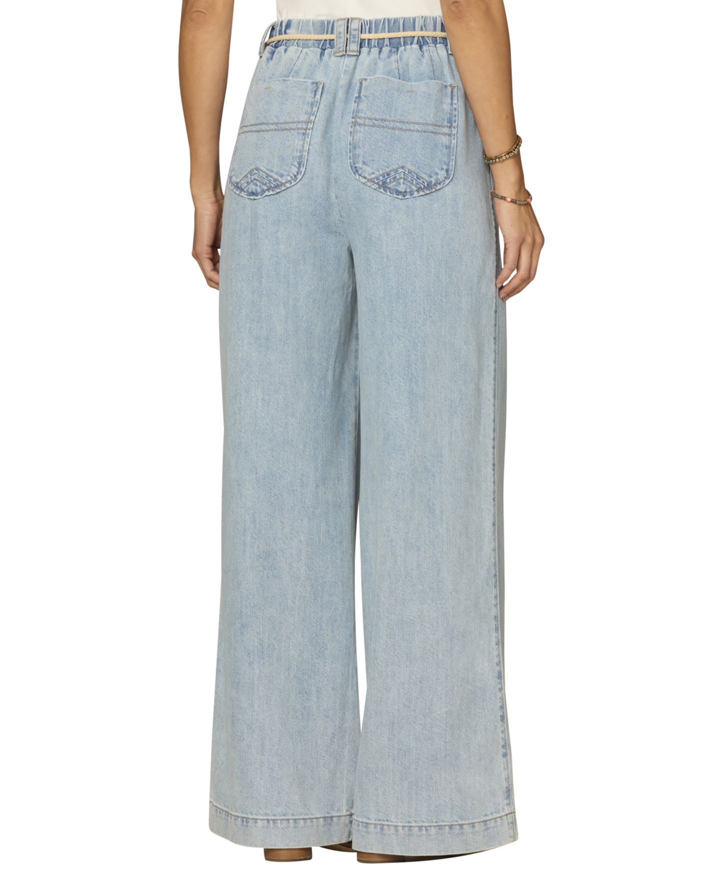 Женские брюки Democracy Petite Pleated Wide-Leg Rope Tie Belt, цвет: Светлый синий — фото 3