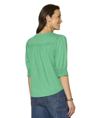 Petite Elbow-Sleeve Knit Top