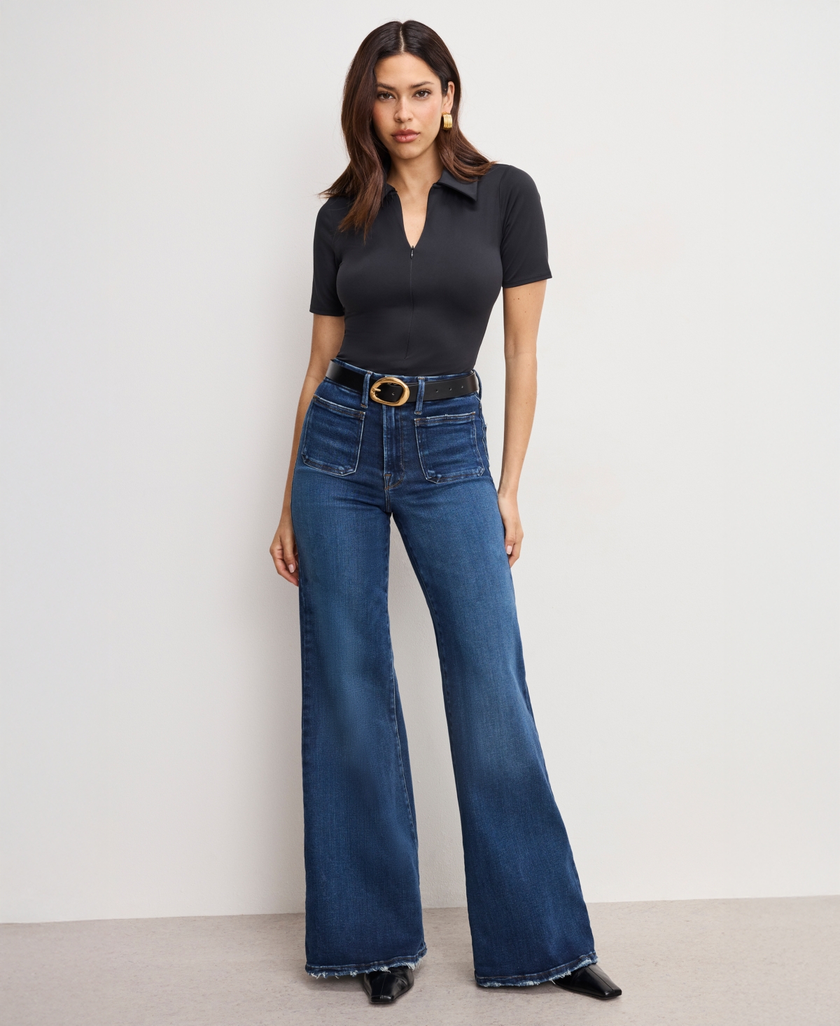 Good American Women's Wide-Leg Palazzo Jeans