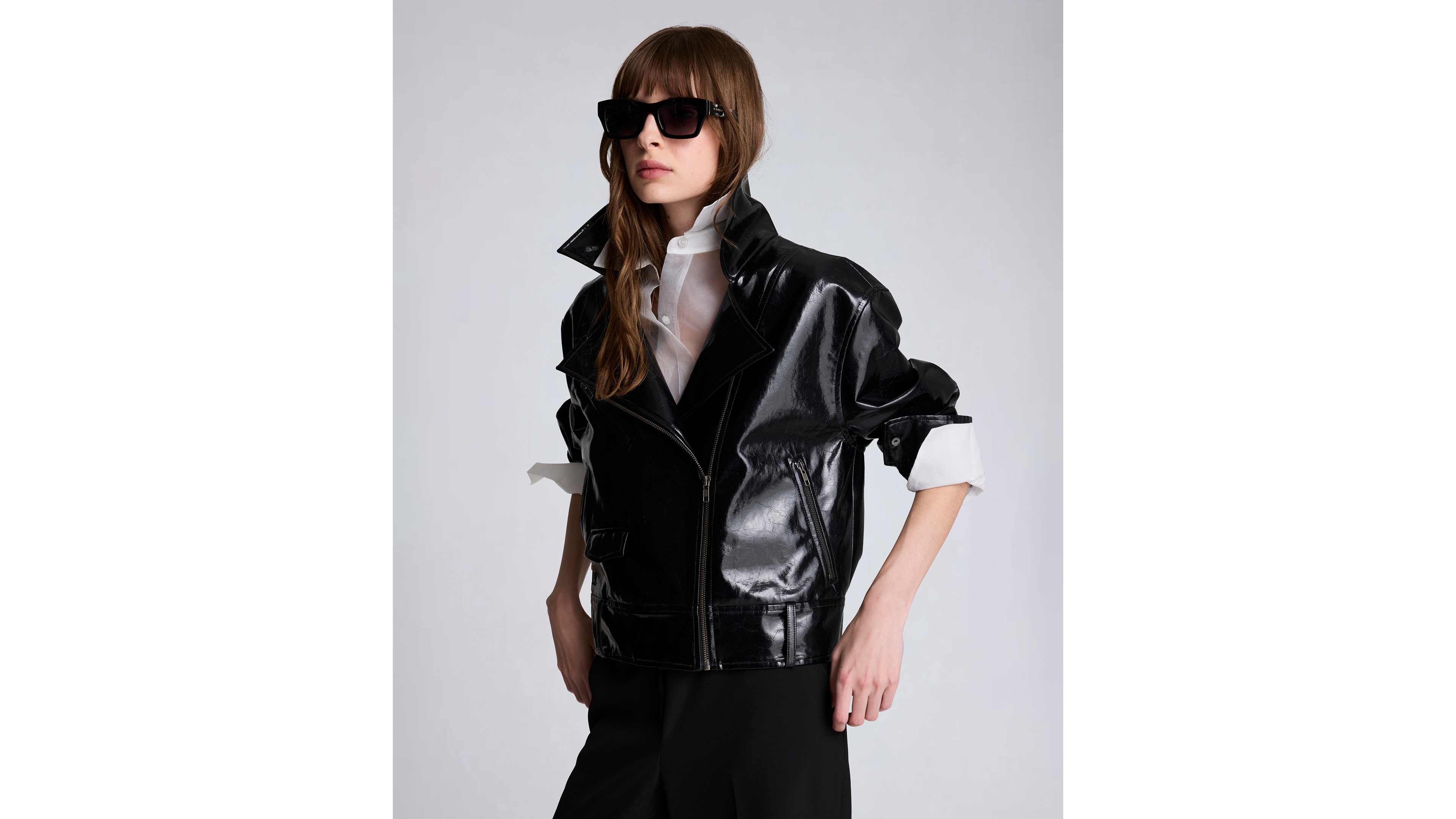 Kenneth Cole Women's Moto Collared Neck Jacket