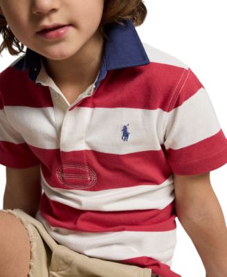 Boys' 2-7 Striped Cotton Short-Sleeve Rugby Shirt