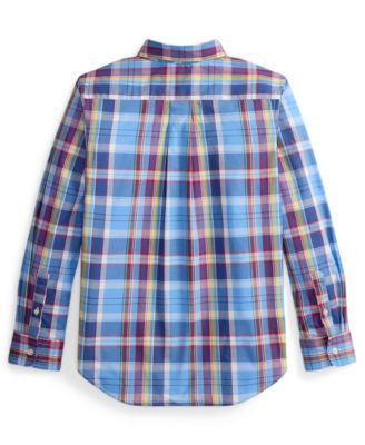 Boys' 8-20 Plaid Long-Sleeve Poplin Shirt
